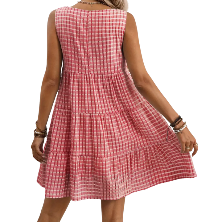 WYLA™ | Breezy Plaid Ruffled Sleeveless Dress