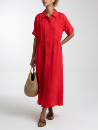 Lysandra™ – Fluid Summer Shirt Dress - Red
