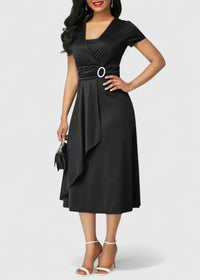 Zhyrelle | Elegant Midi Dress - Black