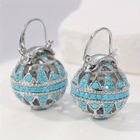 Gilded Turquoise Mandala Earrings - Silver