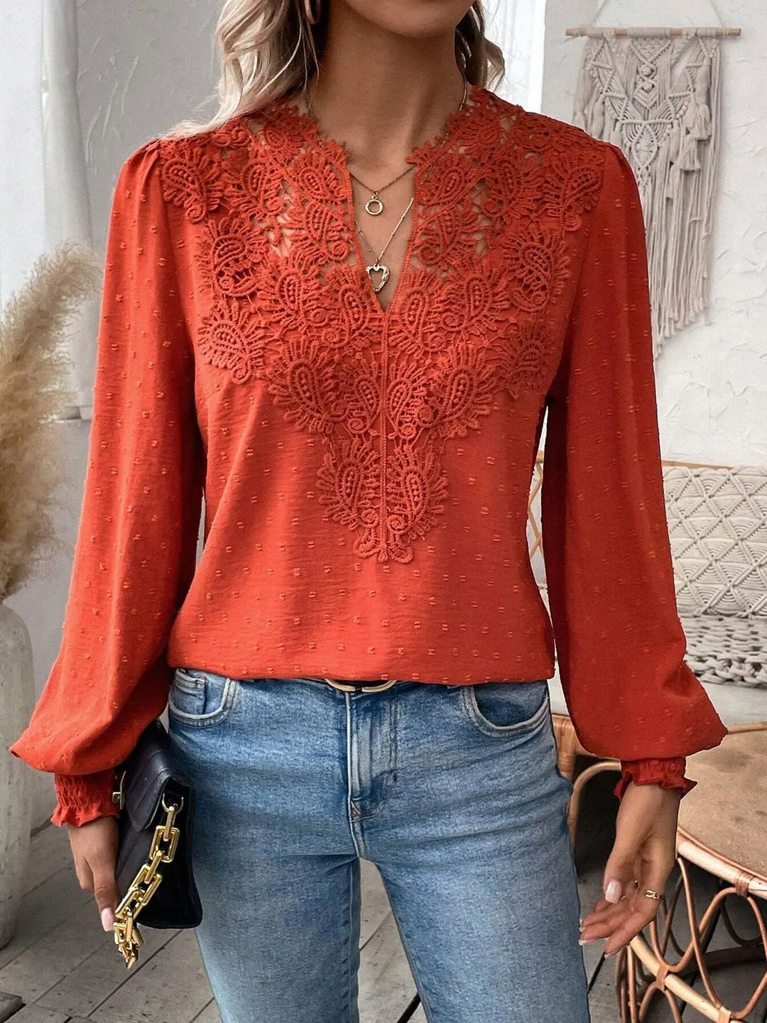 MADISON™ | Elegant Lace V-Neck Top