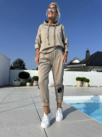 Olyra | Women 2-Piece Relax Hoodie Set - Khaki
