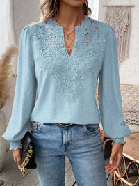 MADISON™ | Elegant Lace V-Neck Top - Blue