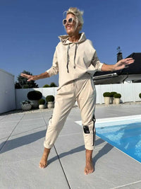 Olyra | Women 2-Piece Relax Hoodie Set - Apricot