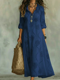 Bobbie - Floral Maxi Dress for Summer Days - Navy Blue