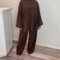 Sharon | Women Two Piece Corduroy Set - Brown