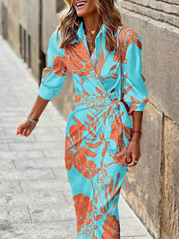 Amelia™ | Printed Wrap Dress - Turquoise
