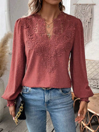 MADISON™ | Elegant Lace V-Neck Top - Red