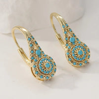 Gilded Turquoise Bloom Earrings - Turquoise