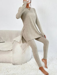 Callie | Women Ribbed Knit Lounge Set - Crème