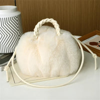 Marilyn | Plush Pumpkin Shoulder Tote - White