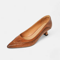 Amara Leather Heels - Brown