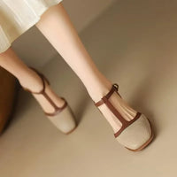 Mid Heel Shoes - Beige