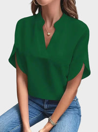 Vivienne | V-Neck Flowing Blouse - Green