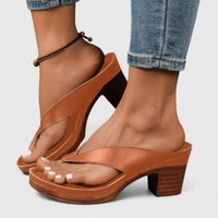 Orthopedic Occasion Real Leather Heels - Brown