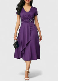 Zhyrelle | Elegant Midi Dress - Purple