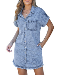 Kaelia | Denim Shirt Dress - Bay blue