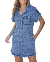 Kaelia | Denim Shirt Dress - Denim blue