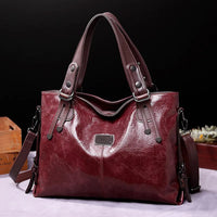 Aralyn | Women Refined Soft Leather Tote Bag - Wine Red