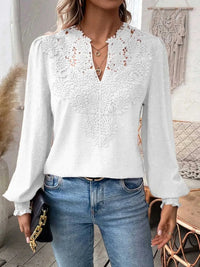 MADISON™ | Elegant Lace V-Neck Top - White