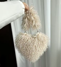 Felize | Women Heart Plush Crossbody Bag - Beige