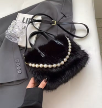 Tiffany | Women Faux Fur Crossbody Bag - Black