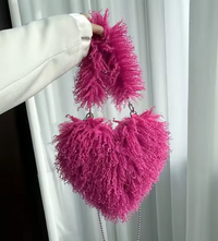 Felize | Women Heart Plush Crossbody Bag - Fuchsia Pink
