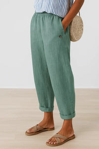 Romina™ Timeless Linen-Cotton Trousers - Turquoise
