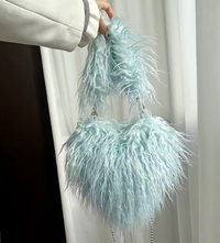 Felize | Women Heart Plush Crossbody Bag - Sky Blue