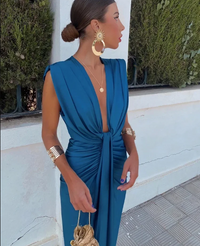 Sophia™ | Elegant Pleated Dress - Blue