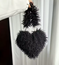 Felize | Women Heart Plush Crossbody Bag - Black