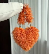 Felize | Women Heart Plush Crossbody Bag - Orange