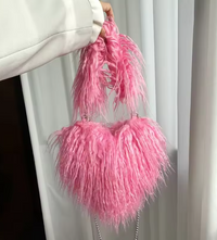 Felize | Women Heart Plush Crossbody Bag - Baby Pink