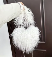 Felize | Women Heart Plush Crossbody Bag - White