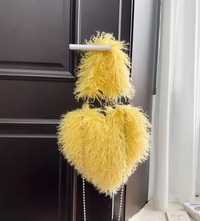 Felize | Women Heart Plush Crossbody Bag - Yellow
