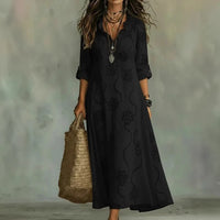 Bobbie - Floral Maxi Dress for Summer Days - Black