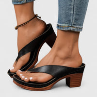 Orthopedic Occasion Real Leather Heels - Black