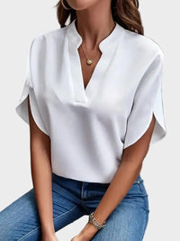 Vivienne | V-Neck Flowing Blouse - White