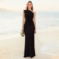 Luna™ | Satin Maxi Dress with Slit - Black