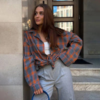 Norah | Casual Plain Flannel - Orange