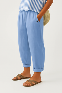 Romina™ Timeless Linen-Cotton Trousers - Light Blue