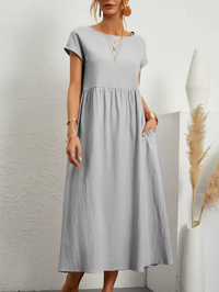 Gabrielle™ | Flowing Midi Dress with Timeless Elegance - Light Grey
