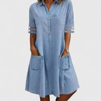 Zelina Sculpt Denim Dress - Blue