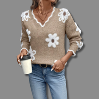 Trie | Soft Knit V Neck Sweater - Khaki