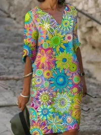 Nira | Vibrant Floral Midi Dress - Green