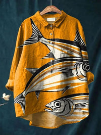 DARA™ - Fish Art Shirt - Yellow