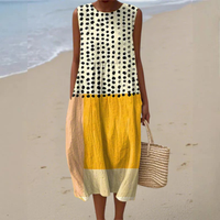 Leah | Polka Colorblock Midi Dress - Multicolor