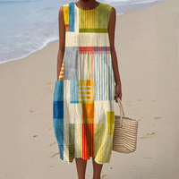 Eve | Geometric Midi Dress - Multicolor