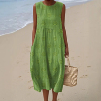Sara | Patterned Midi Dress - Green