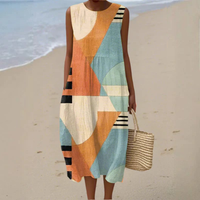 Iris | Geometric Midi Dress - Multicolor